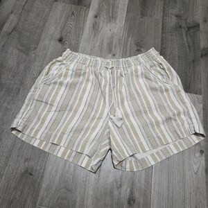 Briggs New York Linen And Rayon Blend Striped Drawstring Shorts